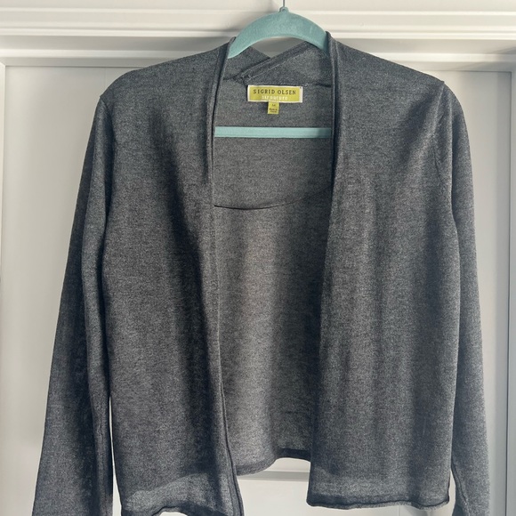 Sigrid Olsen Sweaters - Sigrid Olsen Charcoal Open-Front Cardigan